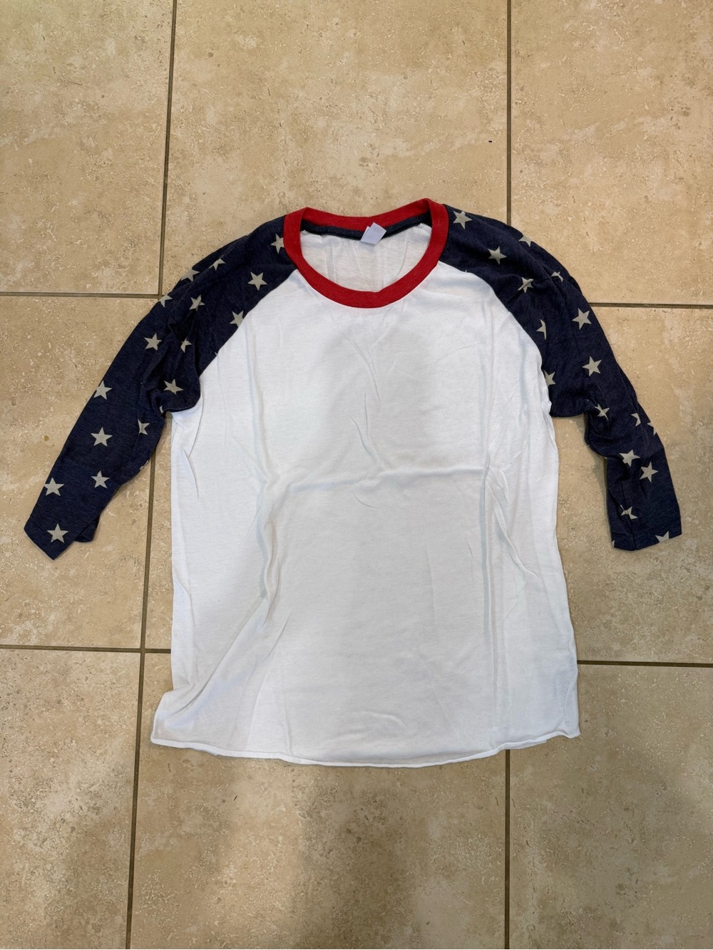 Alternative Mens USA Red, White, Blue Baseball Tee with Stars